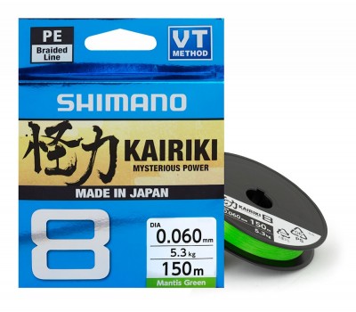 Шнур плетёный Shimano Kairiki 8 Braid 150m mantis-green 0,1мм
